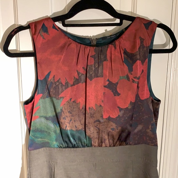 Elie Tahari Silk Wool Cotton Elastane Red Blue Olive Gray Floral Sheath Dress - Picture 2 of 15